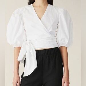 Ganni white wrap around shirt | size 6 (36)